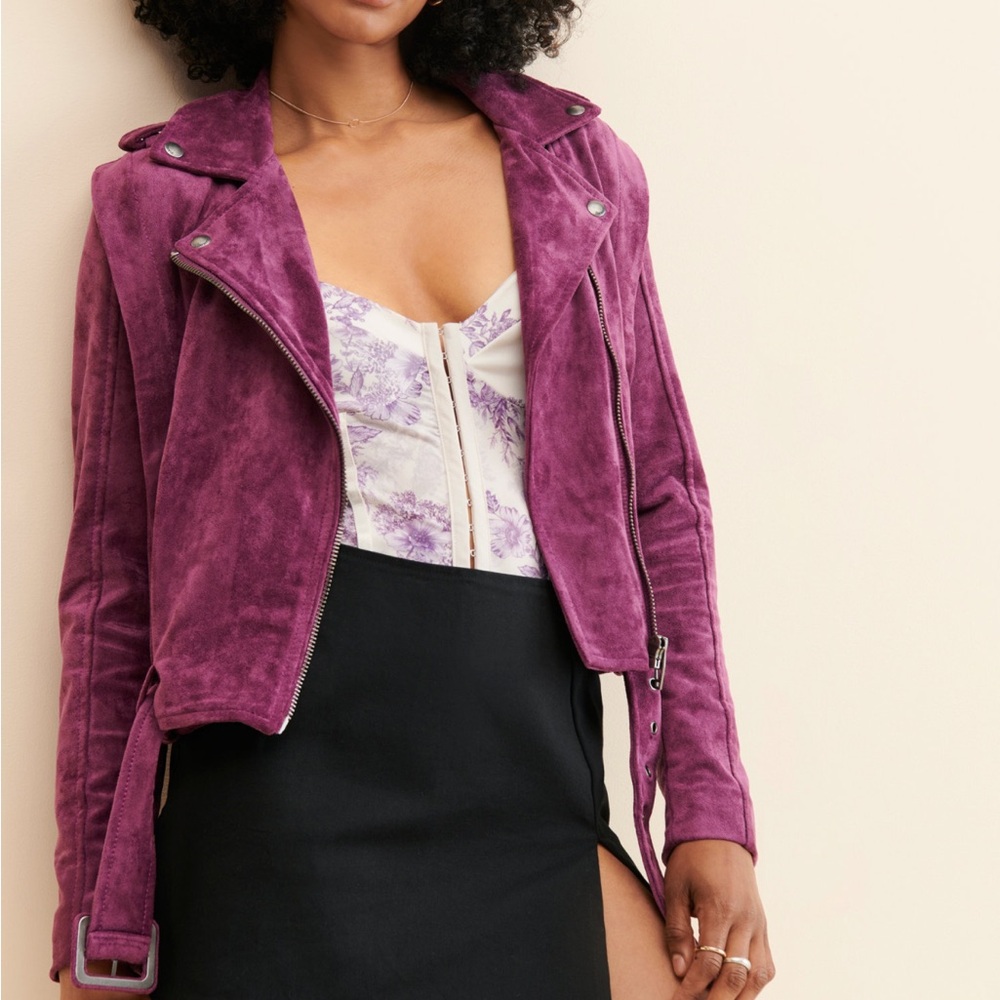 Anthropologie BlankNYC Sparkling Grape Faux Suede Jacket